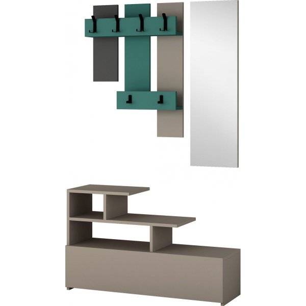 Garderobenmöbel - Helles Wildleder/Türkis Garderobenmöbel - Helles Wildleder/Türkis