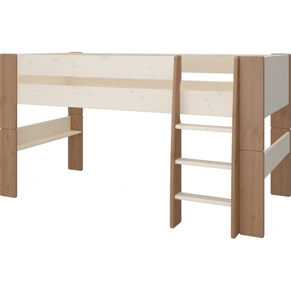 Fr Kinder-Hochbett 90 x 200 cm - Wei/Grau/Braun