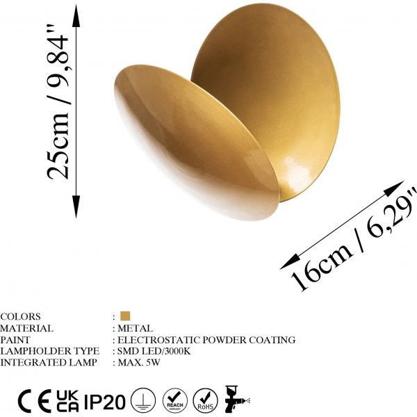 Yosma Wandleuchte - Gold Yosma Wandleuchte - Gold