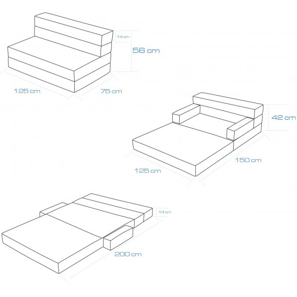 Melisa 2-Sitzer-Schlafsofa - Grau