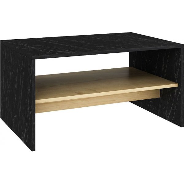 Apollon Couchtisch 90 x 45 cm - Schwarzer Marmor/Saphir/Eiche