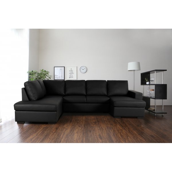 Solna U-Sofa aus schwarzem PU A3D