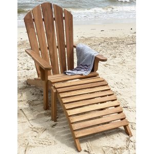 Liegestuhl + Fußhocker aus massivem Teakholz - Saltö Liegestuhl + Fußhocker aus massivem Teakholz - Saltö