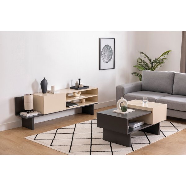 Frank Couchtisch 100 x 60 cm - Beige/Anthrazit Frank Couchtisch 100 x 60 cm - Beige/Anthrazit