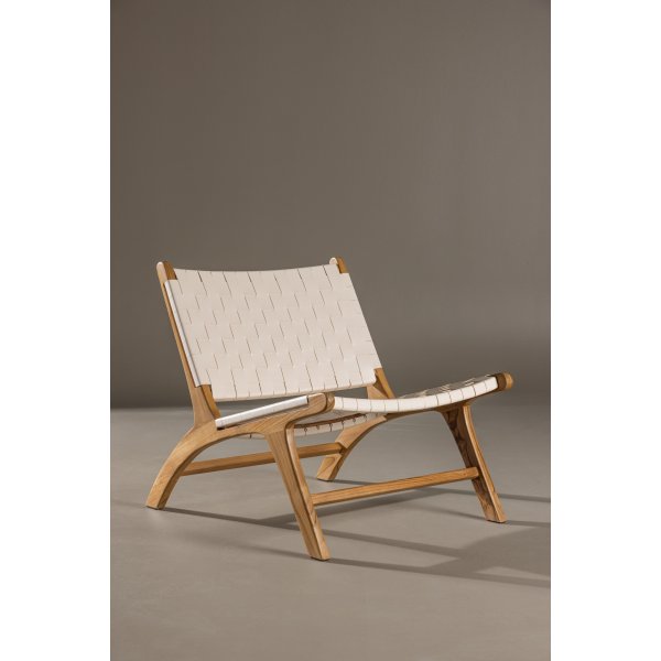 Rike Loungesessel - Creme PU/Teak Rike Loungesessel - Creme PU/Teak