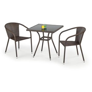 Benin Esstisch 70 cm - Dunkelbrauner Kunststoff-Rattan Benin Esstisch 70 cm - Dunkelbrauner Kunststoff-Rattan