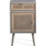 Grauer Nachttisch Stockholm mit Rattan