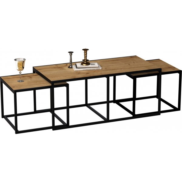 Riesen-Couchtisch 120 x 60 cm - Eiche/schwarz