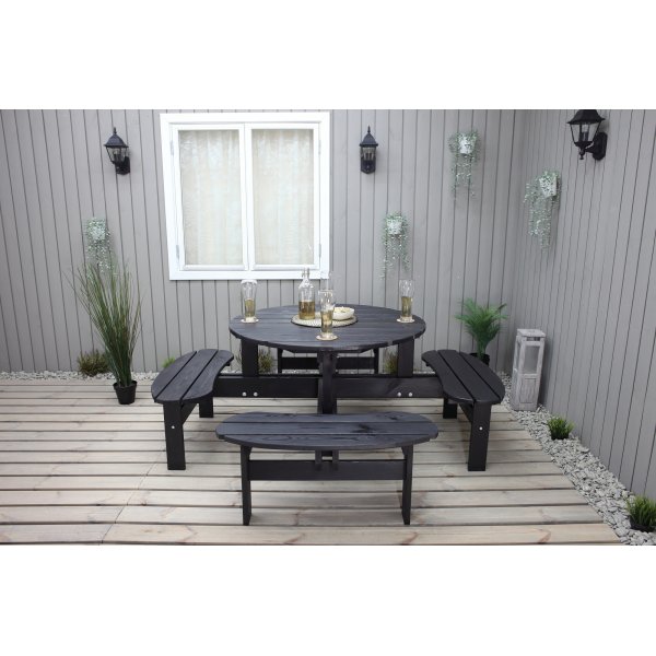 Ronda-Mbelgruppe - Gartenbank und Tisch in einem - Schwarz
