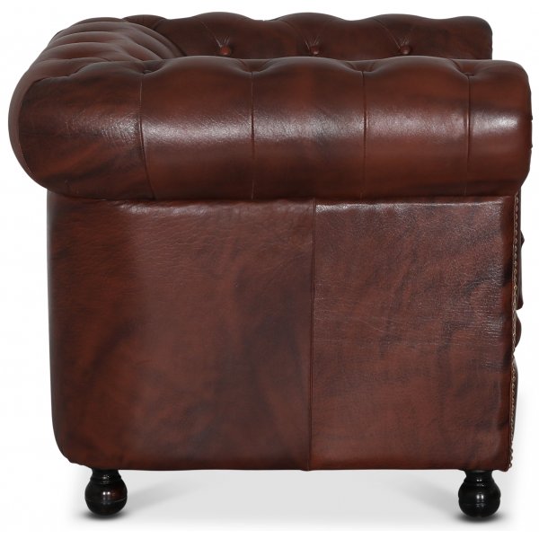 Chesterfield-Sessel aus braunem Leder - Old England + Textilreinigung fr Mbel