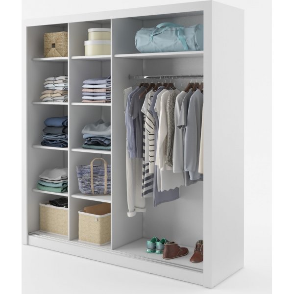 Einar Nr. 12 wei�er Kleiderschrank mit Spiegel und Schiebet�ren 215x203 cm