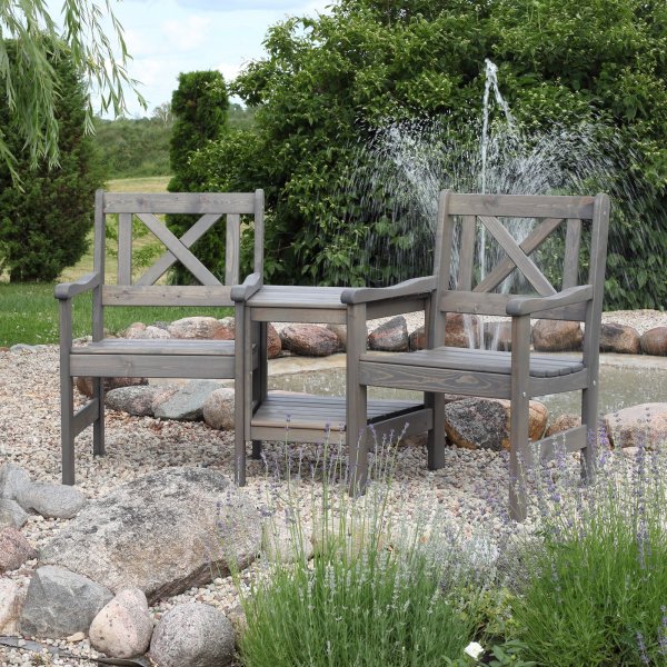 Europe Gartenbank mit Zwischentisch - Loveseat - Grau