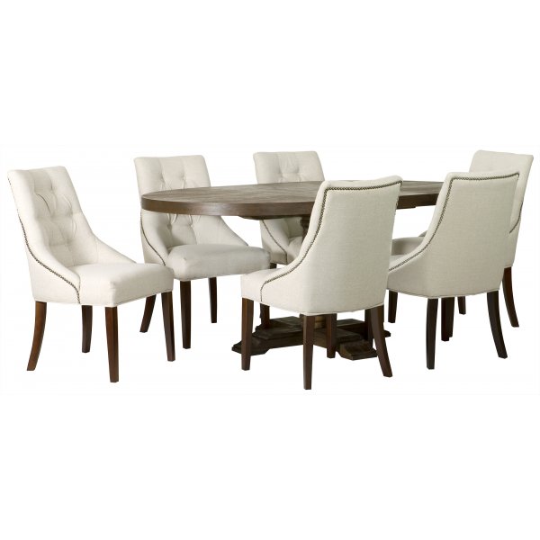 Esstischgruppe: Lamier runder Esstisch + 6 Tuva Europa beige Stühle + 6.00 x Stuhlkissen Esstischgruppe: Lamier runder Esstisch + 6 Tuva Europa beige Stühle + 6.00 x Stuhlkissen