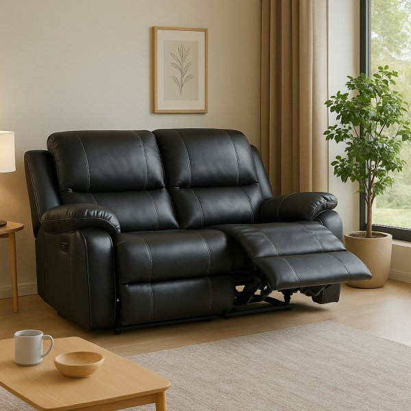 Enjoy Chicago Liegesofa (Biosofa) - 2-Sitzer (elektrisch) in schwarzem Kunstleder