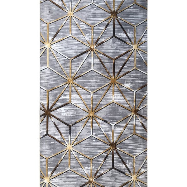 Atom-Teppich - Grau/Gold