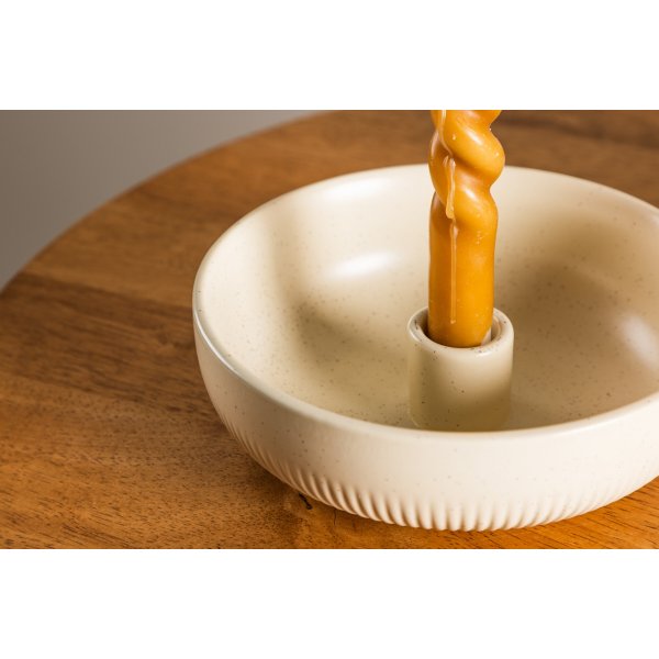 Posh Kerzenständer 18 x 6 cm - Beige/Schwarz Posh Kerzenständer 18 x 6 cm - Beige/Schwarz