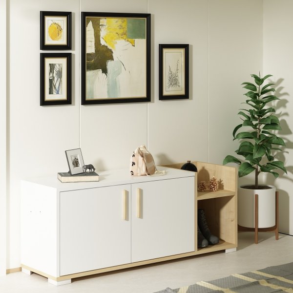 Schuhschrank Susanne - Eiche Saphir/weiß Schuhschrank Susanne - Eiche Saphir/weiß