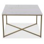 Maryland Couchtisch 75x75 cm - Weier echter Marmor / Mattes Messing