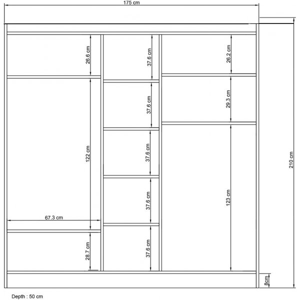 Bahar Kleiderschrank 175 x 50 x 210 cm - Weiß Bahar Kleiderschrank 175 x 50 x 210 cm - Weiß
