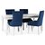 Pariser Esszimmergarnitur weier Tisch mit 4 Tuva Decotique Sthlen in blauem Samt mit Rckengriffen