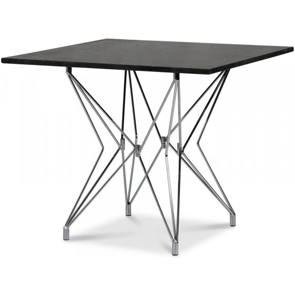 Zoo Esstisch 90x90 cm - Chrom / Schwarzer Granit