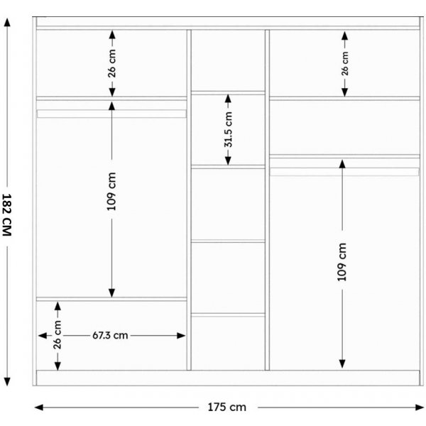 Inci Kleiderschrank 175 x 50 x 182 cm - Weiß Inci Kleiderschrank 175 x 50 x 182 cm - Weiß