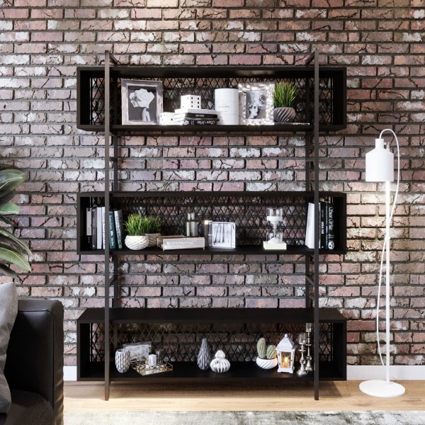 Araf Bcherregal 140 cm - Schwarz