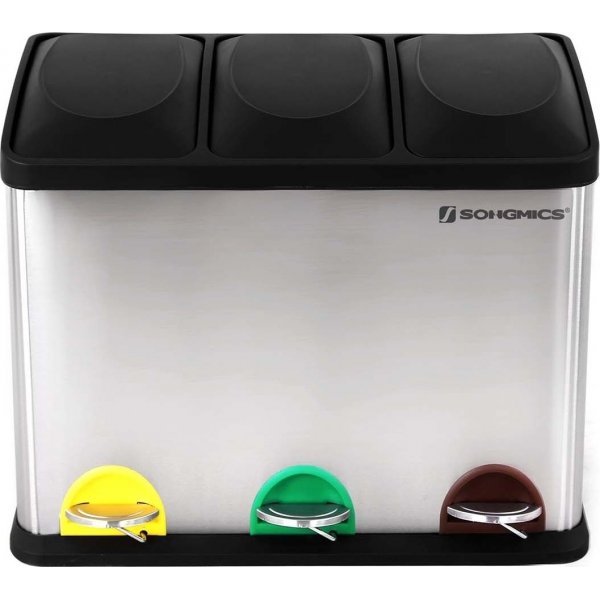 Maiken Abfalleimer 54 l - Silber/schwarz