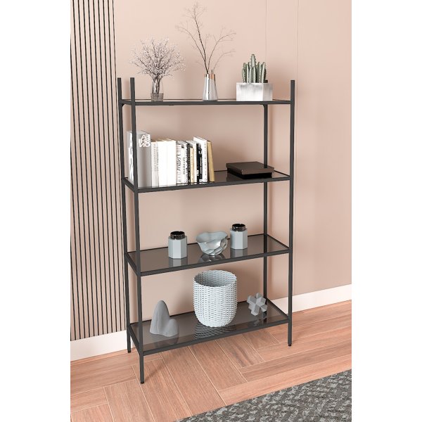 Marta B�cherregal - Schwarz/Rauchglas