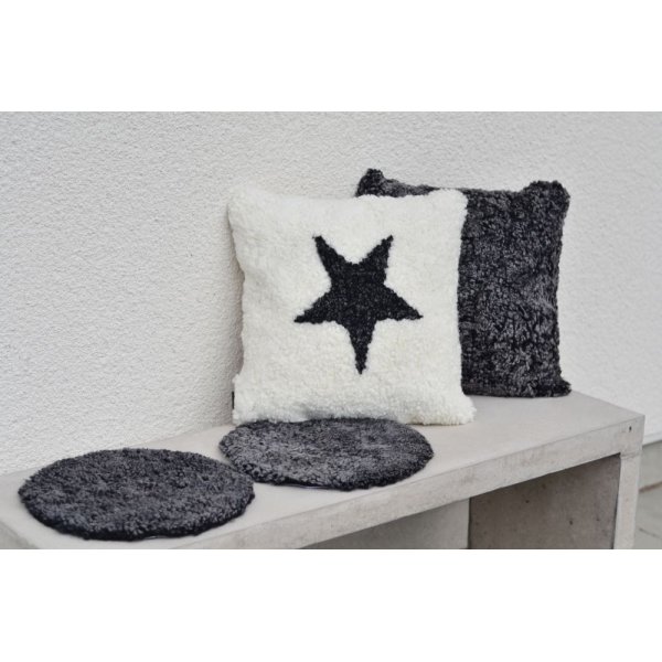 Lockiges Stuhlkissen Schaffell Beige