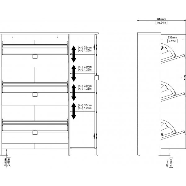 Schuhschrank mit Tür und 3 Fächern - Eiche/Weiß Schuhschrank mit Tür und 3 Fächern - Eiche/Weiß