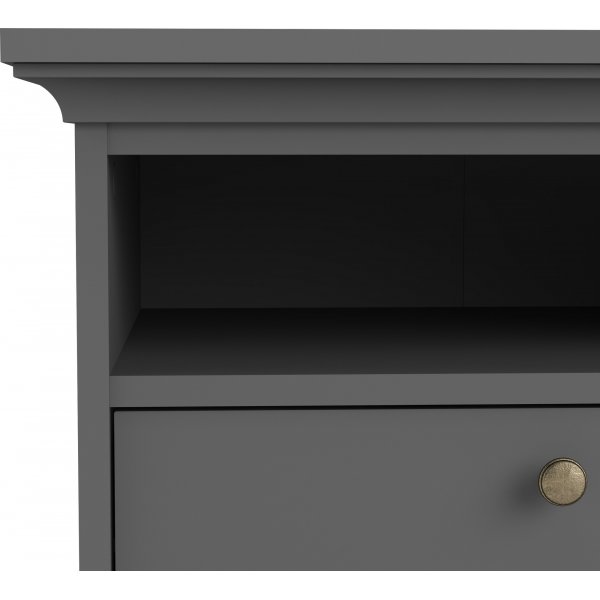 Pariser Nachttisch mit 2 Schubladen und 1 offenem Fach - Grau