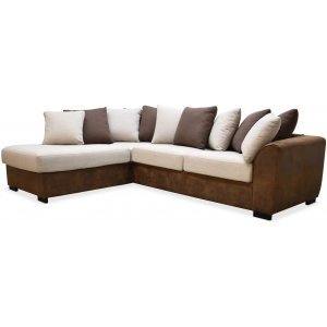 Delux Sofa mit offenem Ende links - Braun/Beige/Vintage + Fleckentferner fr Mbel