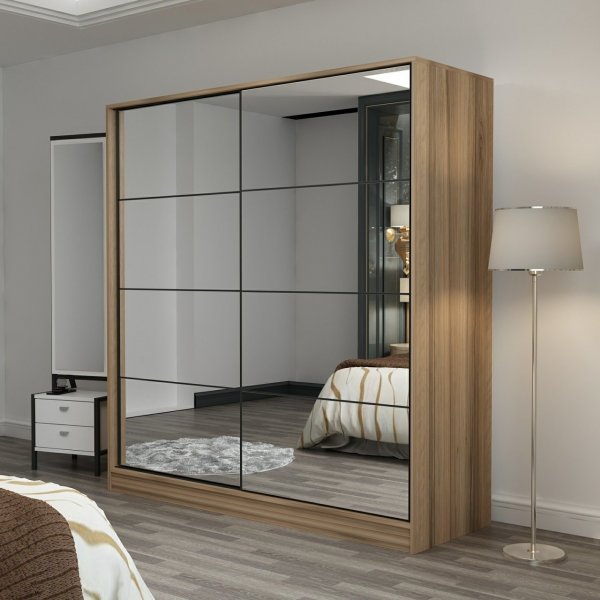 Kapusta Kleiderschrank mit Spiegelt�ren, 180 cm - Braun