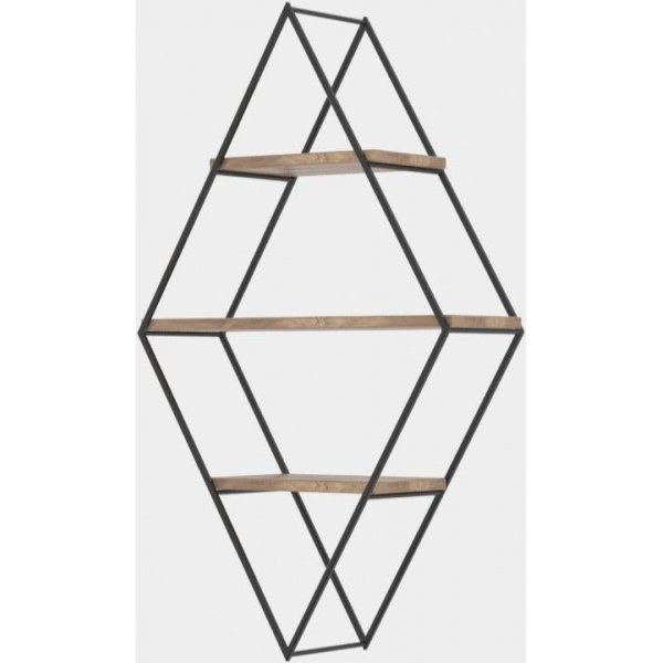 Prizma Wandregal - Schwarz/Walnuss