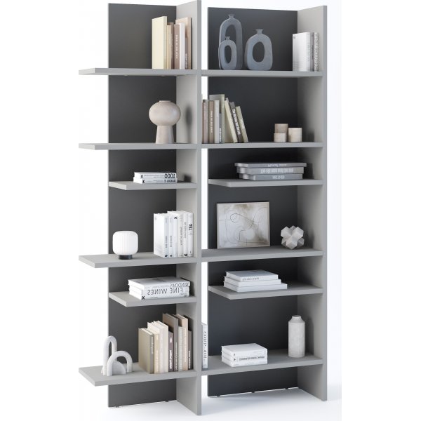 Tiefes Regal mit LED-Beleuchtung rechts - Grau Tiefes Regal mit LED-Beleuchtung rechts - Grau