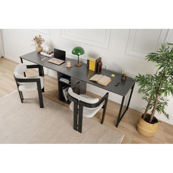 Twin-Schreibtisch - Anthrazit/Schwarz