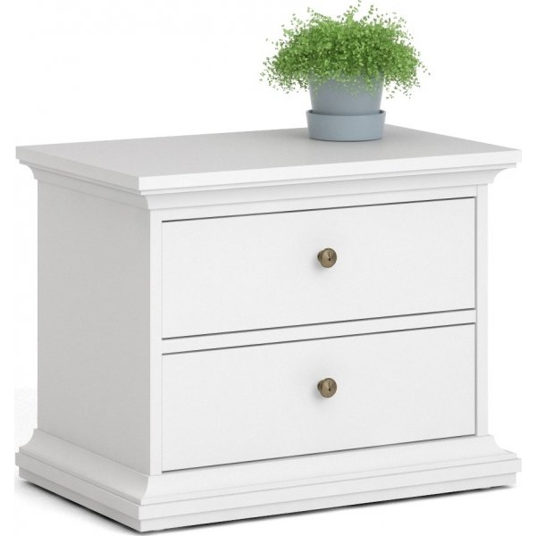 Pariser Nachttisch mit 2 Schubladen - Weiß Pariser Nachttisch mit 2 Schubladen - Weiß