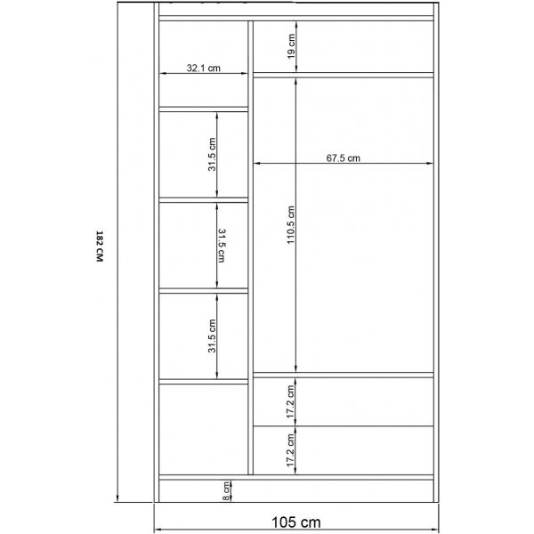 Inci Kleiderschrank 105 x 50 x 182 cm - Wei�