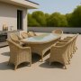 Gartengruppe: 8 Sthle und Esstisch 230 x 100 cm Rattan - Menton/Mercury