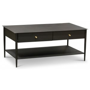Flash Couchtisch mit Schubladen - Schwarzes Metall mit Messingknöpfen Flash Couchtisch mit Schubladen - Schwarzes Metall mit Messingknöpfen