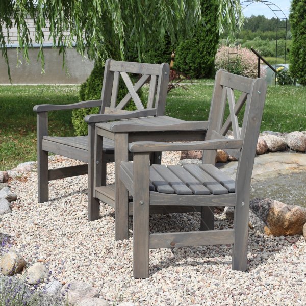 Europe Gartenbank mit Zwischentisch - Loveseat - Grau