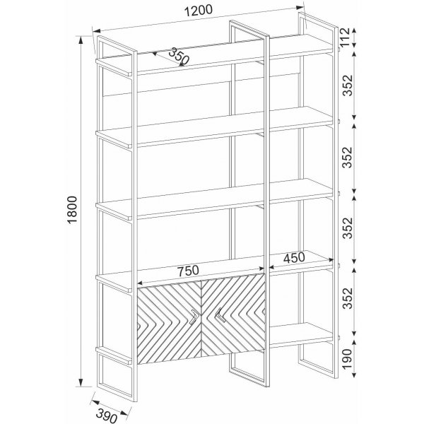Santana B�cherregal - Wei�/Gold