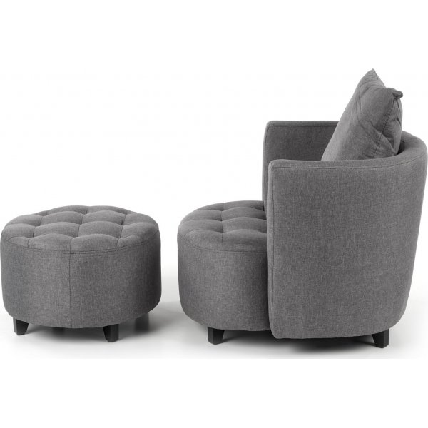 Virginia Sessel mit Fuschemel - Grau