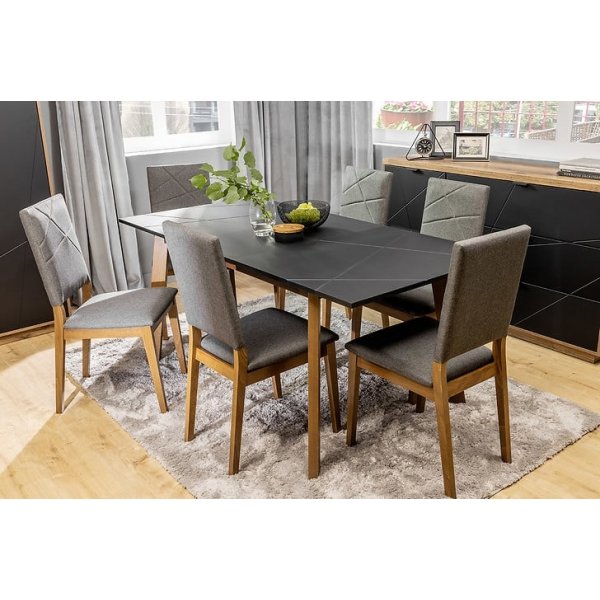 Antiker Esstisch 140-180 x 67,5 cm - Schwarz/Stirling-Eiche Antiker Esstisch 140-180 x 67,5 cm - Schwarz/Stirling-Eiche