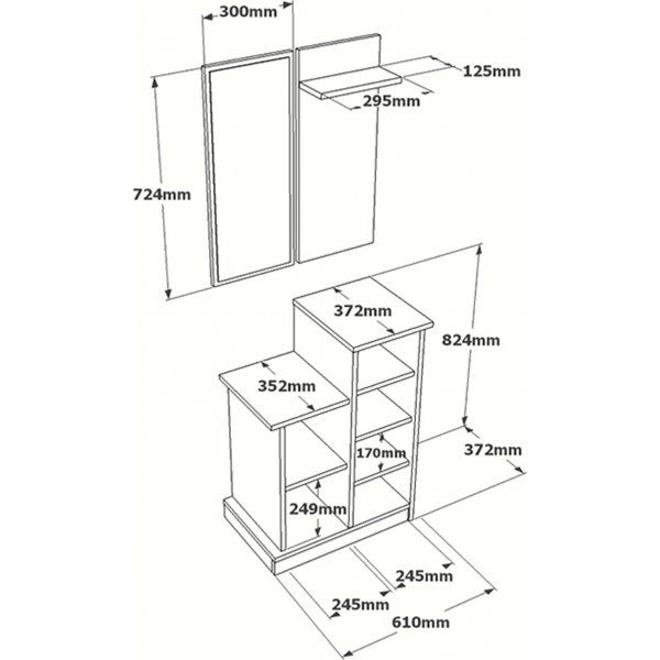 Dielenm�bel Charlotte - Nussbaum/schwarz