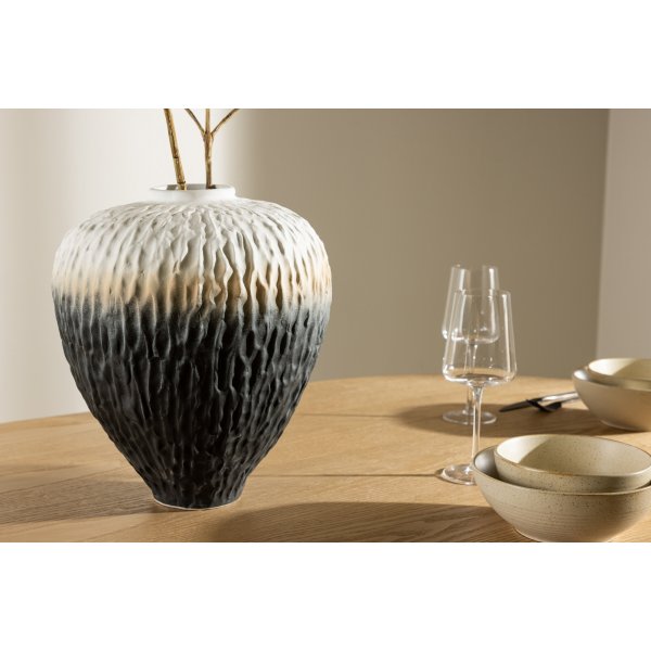 Scheibenvase 29 x 34 cm - Beige/Grau/Weiß Scheibenvase 29 x 34 cm - Beige/Grau/Weiß