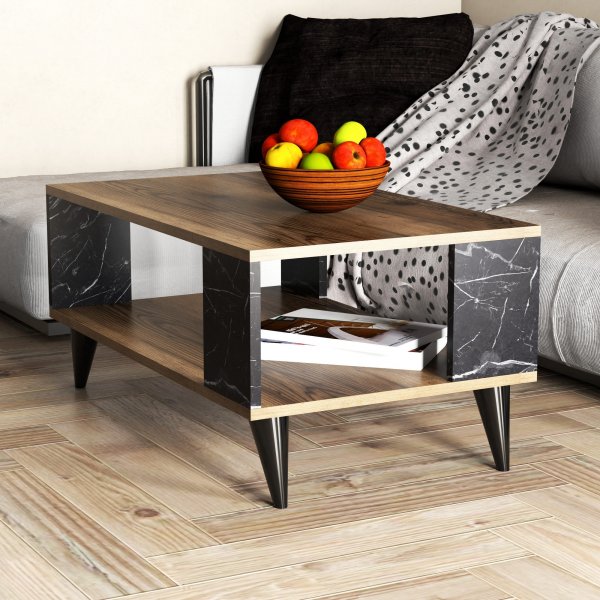 City Couchtisch 90 x 41,6 cm - Nussbaum/schwarzer Marmor City Couchtisch 90 x 41,6 cm - Nussbaum/schwarzer Marmor