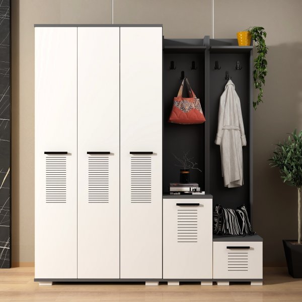 Asimo Kleiderbgel 160 x 45 x 183 cm - Anthrazit/Wei