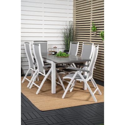 Albany Outdoor-Essgruppe mit 6 Albany-Sthlen - Wei/Grau